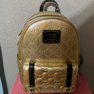 Loungefly Metallic Gold Mini Backpack with Black Trim